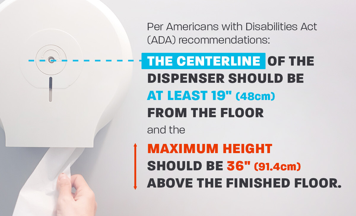 Dispenser placement as recommended by the ADA